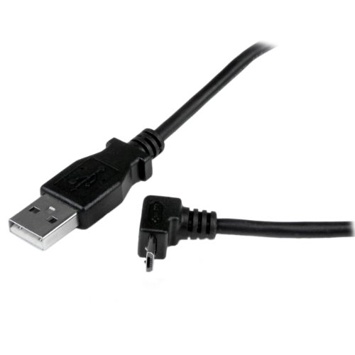 StarTech.com 2m Micro USB Cable Cord - A to Up Angle Micro B - Up Angled Micro USB Cable - 1x USB A (M), 1x USB Micro B (M) - Black (USBAUB2MU), 2m / 6 feet