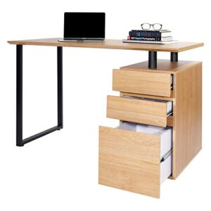 Techni Mobili Computer Desk with Storage and File Cabinet, 30" x 23.6" x 47", Pine