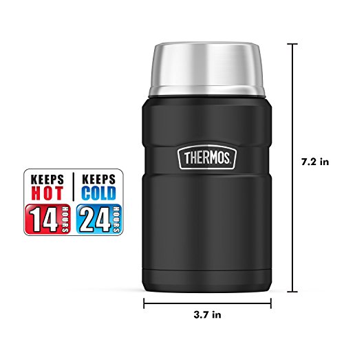 Thermos Stainless King 24 Ounce Food Jar, Matte Black (SK3020BKTRI4)