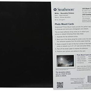 Strathmore 105-680 Photo Mount Cards, White Decorative Embossed Border, 100 Cards & Envelopes