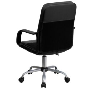 Flash Furniture Manor Mid-Back Black LeatherSoft and Mesh Swivel Task Office Chair with Arms