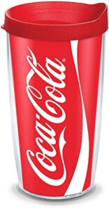 tervis coca-cola - coke plastic can tumbler with wrap and red lid 16oz, clear