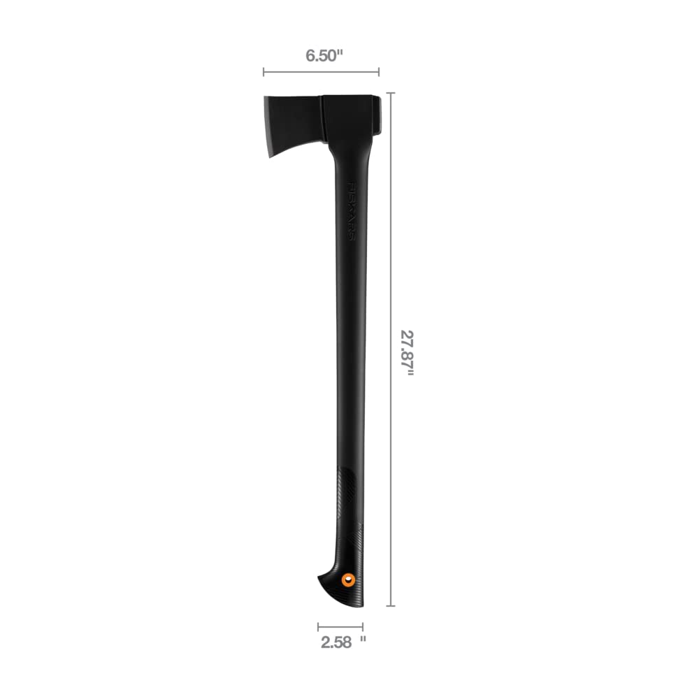 Fiskars Chopping Axe - 28" Shock Absorbing Handle and Low-Friction Steel Blade Coating - Wood Chopper Axe with Sheath - Ideal for Felling Trees - Black