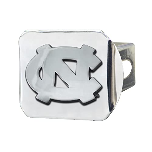 FANMATS 15052 North Carolina Tar Heels Chrome Metal Hitch Cover with Chrome Metal 3D Emblem