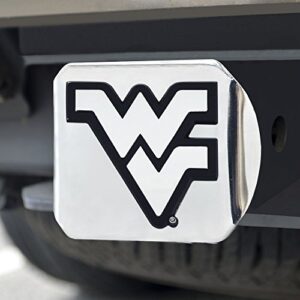 FANMATS 15055 West Virginia Mountaineers Chrome Metal Hitch Cover with Chrome Metal 3D Emblem