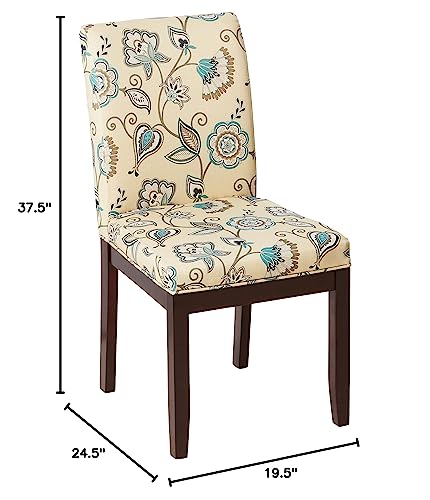 OSP Home Furnishings Dakota Upholstered Parsons Chair with Espresso Finish Wood Legs, Avignon Sky