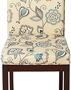 OSP Home Furnishings Dakota Upholstered Parsons Chair with Espresso Finish Wood Legs, Avignon Sky