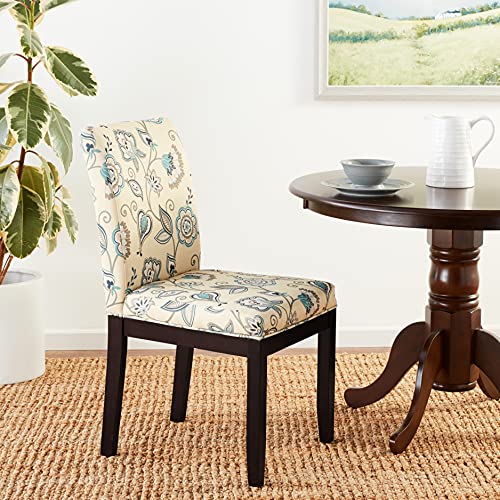 OSP Home Furnishings Dakota Upholstered Parsons Chair with Espresso Finish Wood Legs, Avignon Sky