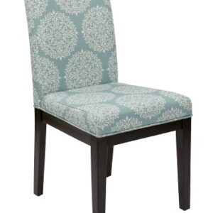 OSP Home Furnishings Dakota Upholstered Parsons Chair with Espresso Finish Wood Legs, Gabrielle Sky