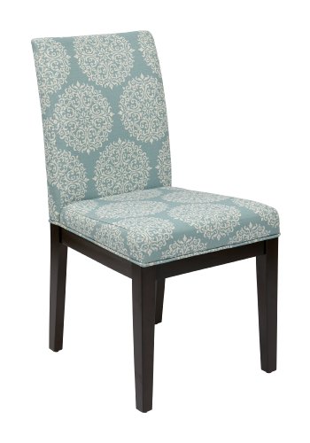 OSP Home Furnishings Dakota Upholstered Parsons Chair with Espresso Finish Wood Legs, Gabrielle Sky