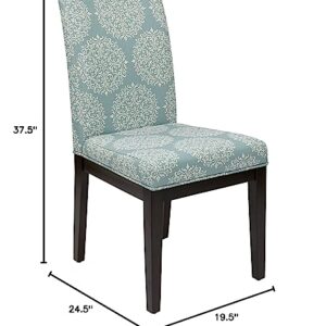 OSP Home Furnishings Dakota Upholstered Parsons Chair with Espresso Finish Wood Legs, Gabrielle Sky