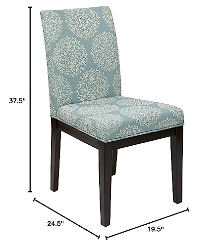 OSP Home Furnishings Dakota Upholstered Parsons Chair with Espresso Finish Wood Legs, Gabrielle Sky