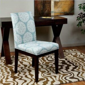 OSP Home Furnishings Dakota Upholstered Parsons Chair with Espresso Finish Wood Legs, Gabrielle Sky