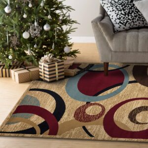 ottomanson jute back royal collection low pile rug, 5 ft 3 in x 7 ft, beige