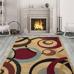 Ottomanson Jute Back Royal Collection Low Pile Rug, 5 ft 3 in x 7 ft, Beige