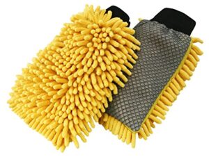 carrand 45320 microfiber suds maker long chenille wash mitt, yellow