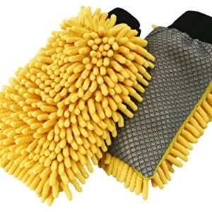 Carrand 45320 Microfiber Suds Maker Long Chenille Wash Mitt, Yellow