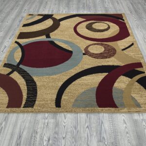 Ottomanson Jute Back Royal Collection Low Pile Rug, 5 ft 3 in x 7 ft, Beige