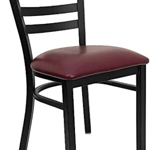 Flash Furniture 4 Pk. HERCULES Series Black Ladder Back Metal Restaurant Chair - Burgundy Vinyl Seat