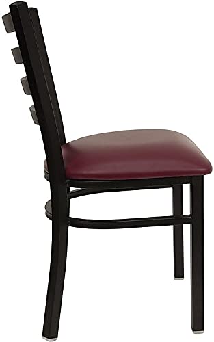 Flash Furniture 4 Pk. HERCULES Series Black Ladder Back Metal Restaurant Chair - Burgundy Vinyl Seat