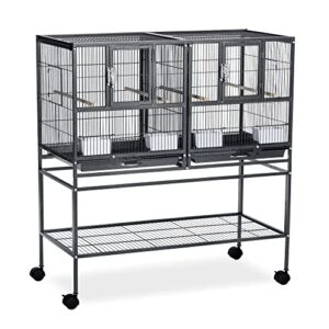 Prevue Pet Products F070 Hampton Deluxe Divided Breeder Cage with Stand,Black Hammertone,1/2"