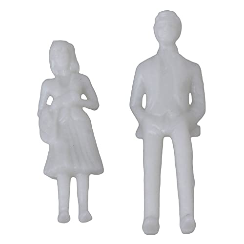 BQLZR White Unpainted Architectural 1:75 Scale Model Figures for Placed on Cakes, Railway Models, Building Models, Dioramas,6 Types of Poses,Make of Light Plastic