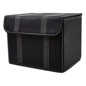 the lucky clover trading roosevelt faux leather storage box with lid, black basket