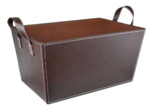 the lucky clover trading faux leather storage basket, brown