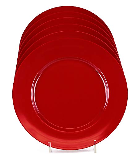 Calypso Basics by Reston Lloyd Melamine Dinner Plate, Set of 6, Red