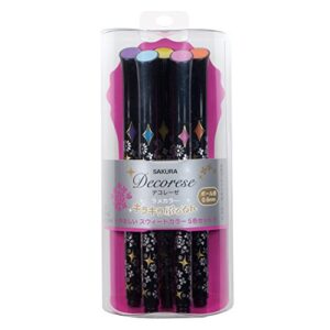 sakura fun writing gel ink roller ballpoint pen for decoration, decorese glitter 5 color set a, sweet color (db206g5a)