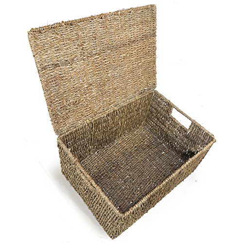 The Lucky Clover Trading Co Classic Braided Seagrass Lid Basket, Natural