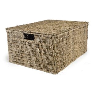 The Lucky Clover Trading Co Classic Braided Seagrass Lid Basket, Natural