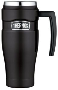 thermos stainless king 16 ounce travel mug with handle, matte black, model number: sk1000bkt4