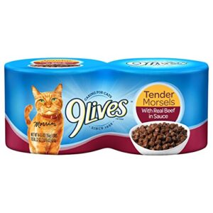 9lives tender morsels with real beef in sauce wet cat food, 5.5 ounce can (pack of 24)