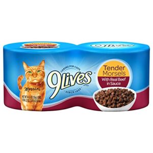 9Lives Tender Morsels With Real Beef In Sauce Wet Cat Food, 5.5 Ounce Can (Pack of 24)