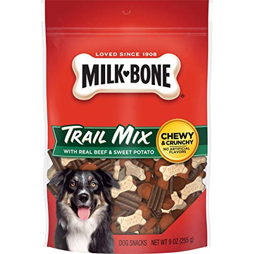 Milk-Bone Trail Mix Chewy & Crunchy Dog Treats, Real Beef & Sweet Potato, 9 Ounce (Pack of 6)