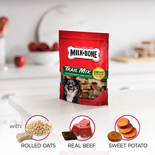 Milk-Bone Trail Mix Chewy & Crunchy Dog Treats, Real Beef & Sweet Potato, 9 Ounce (Pack of 6)