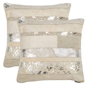 safavieh pillow collection throw pillows, 22 by 22-inch, peyton silver, set of 2