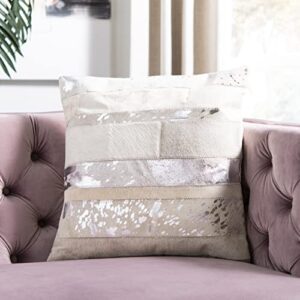 Safavieh Pillow Collection Throw Pillows, 22 by 22-Inch, Peyton Silver, Set of 2