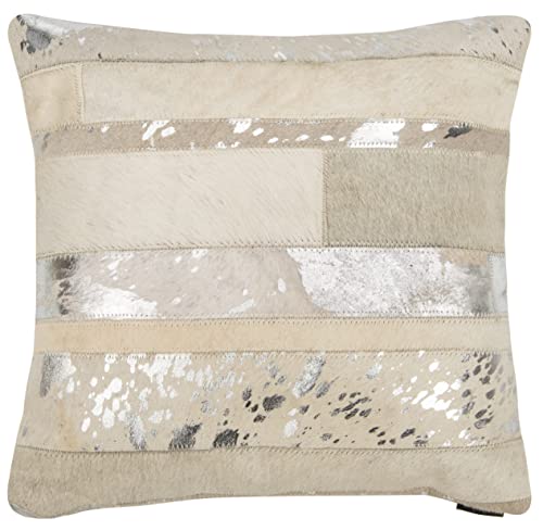 Safavieh Pillow Collection Throw Pillows, 22 by 22-Inch, Peyton Silver, Set of 2