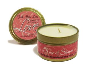 rose of sharon - scripture tin candle l