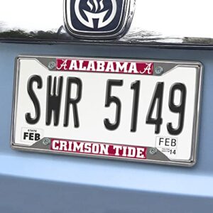 FANMATS NCAA University of Alabama Crimson Tide Chrome License Plate Frame , 6.25"x12.25"