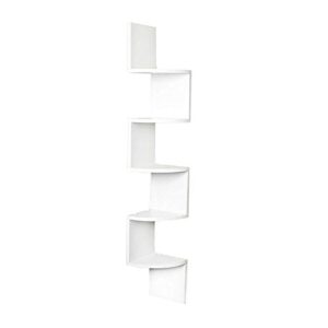 danya b. xf11035w large decorative 5-tier corner floating wall mount display shelving unit - white