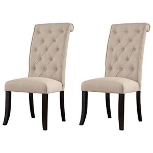 signature design by ashley tripton classic tufted upholstered armless dining chair, 2 count, beige
