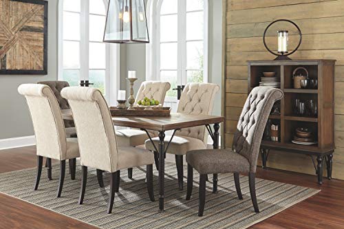 Signature Design by Ashley Tripton Classic Tufted Upholstered Armless Dining Chair, 2 Count, Beige