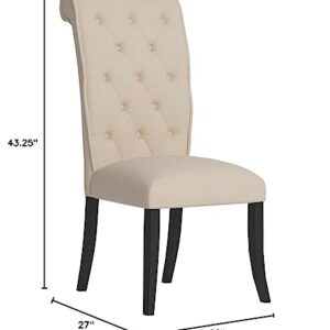 Signature Design by Ashley Tripton Classic Tufted Upholstered Armless Dining Chair, 2 Count, Beige