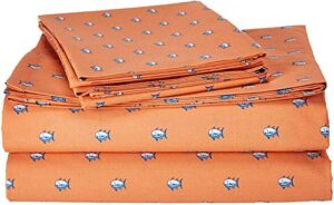 southern tide home printed skipjack cotton sheet coral, twin,pink