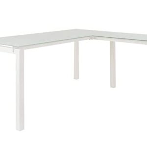 Signature Design by Ashley Baraga Contemporary Glass L-Shaped Home Office Desk, White