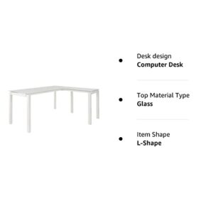 Signature Design by Ashley Baraga Contemporary Glass L-Shaped Home Office Desk, White