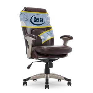 serta ergonomic executive office chair motion technology adjustable mid back design with lumbar support, brown bonded leather